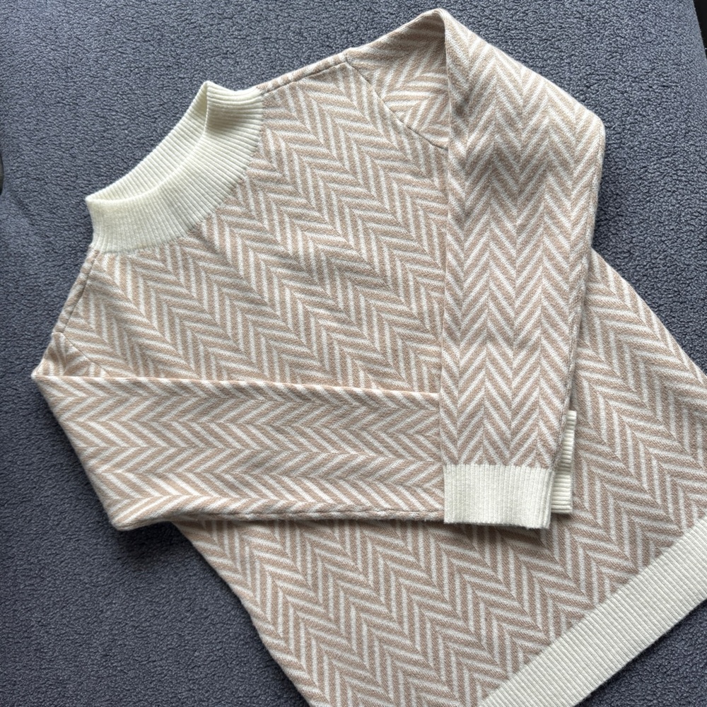 Ann Taylor Cotton Beige Sweater Mock Neck Size XS